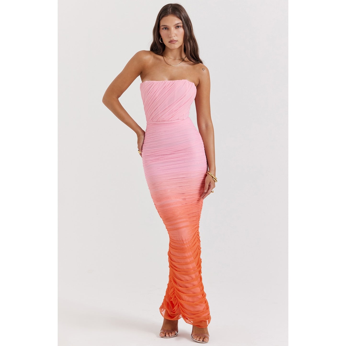 Sapphire ombre gathered maxi dress Authentic