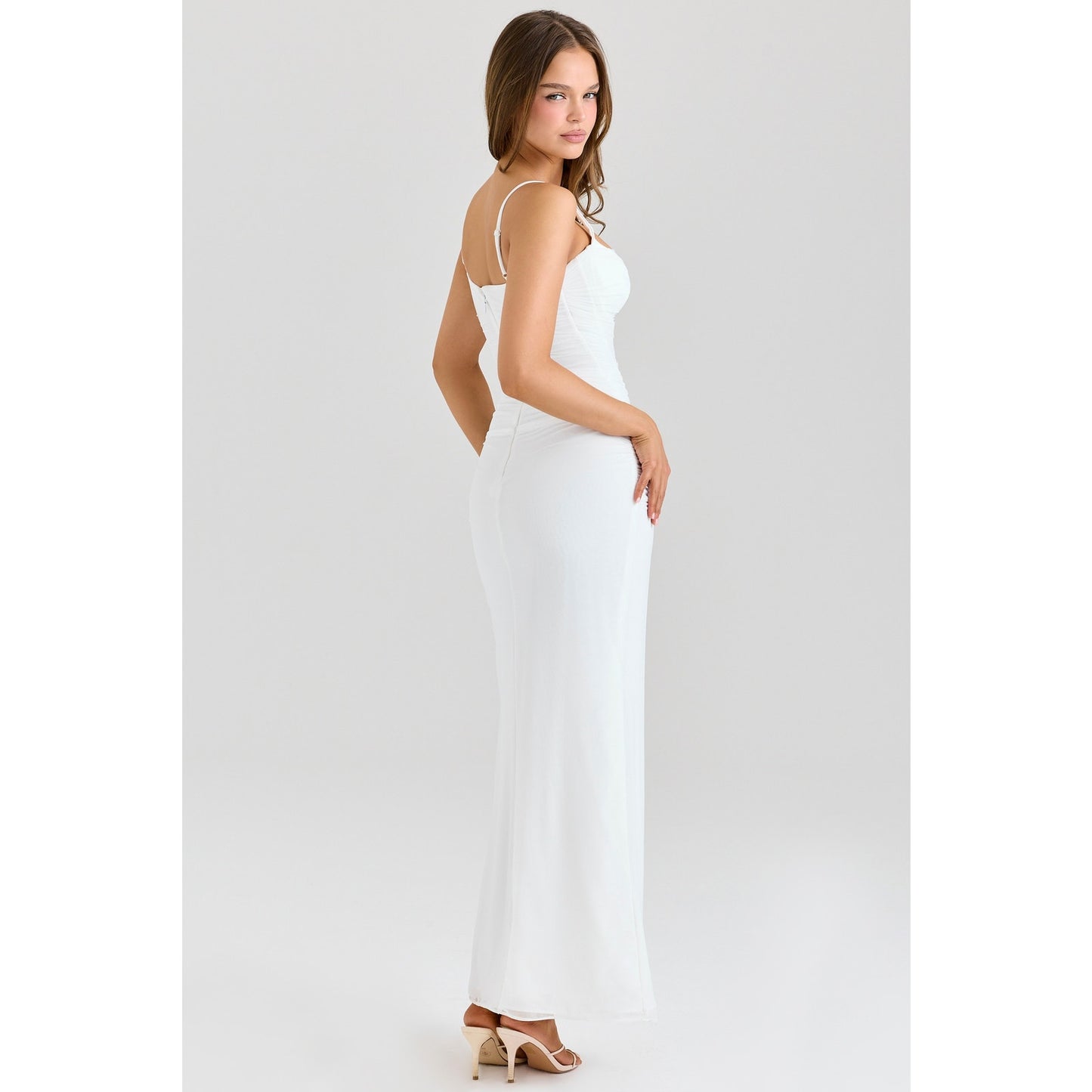 House of CB Lini White Mesh Maxi Dress