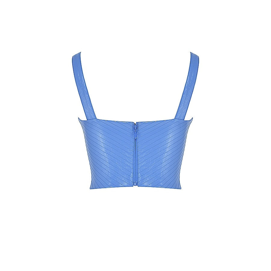 House of CB Melissa cornflower blue vegan leather corset