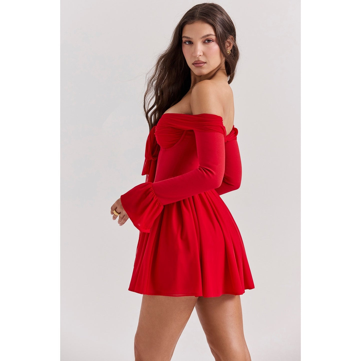 House of CB Alana Scarlet Off Shoulder Dress