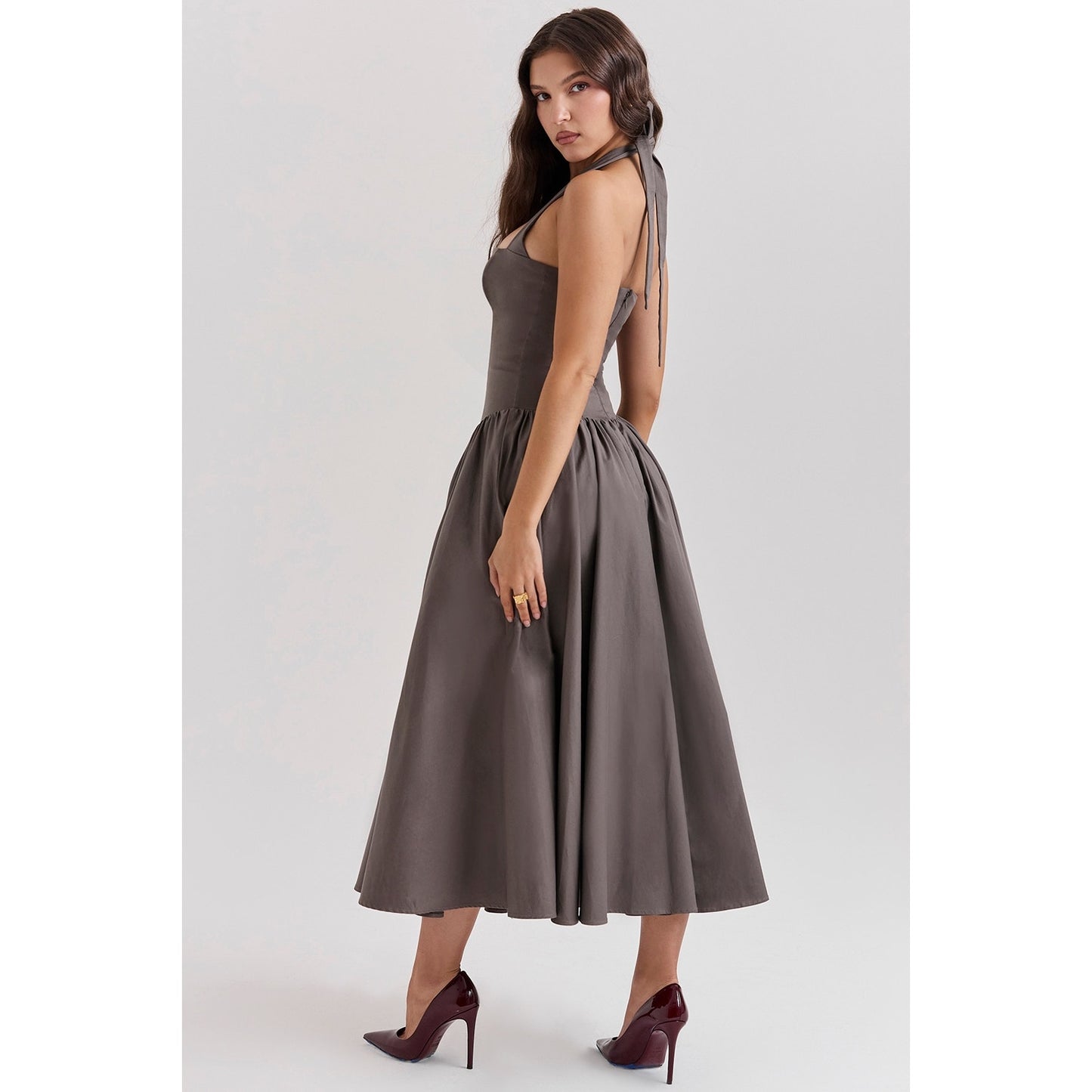 House of CB Coquette Smoke Halter Midi Dress