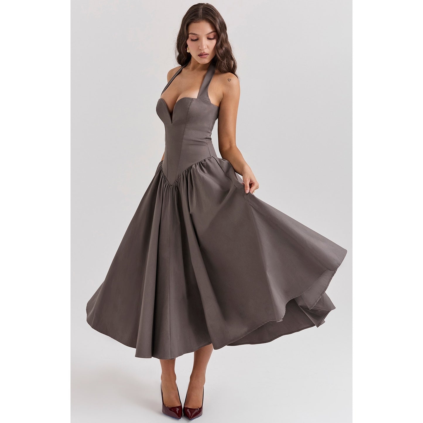 House of CB Coquette Smoke Halter Midi Dress