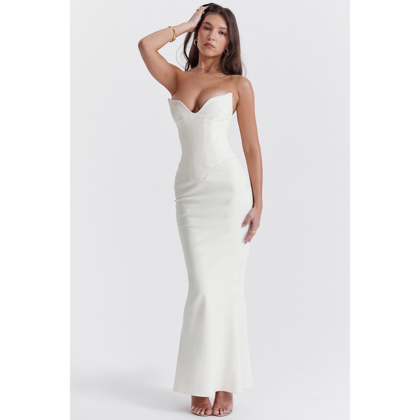 House of CB Tamara Ivory Strapless Corset Dress