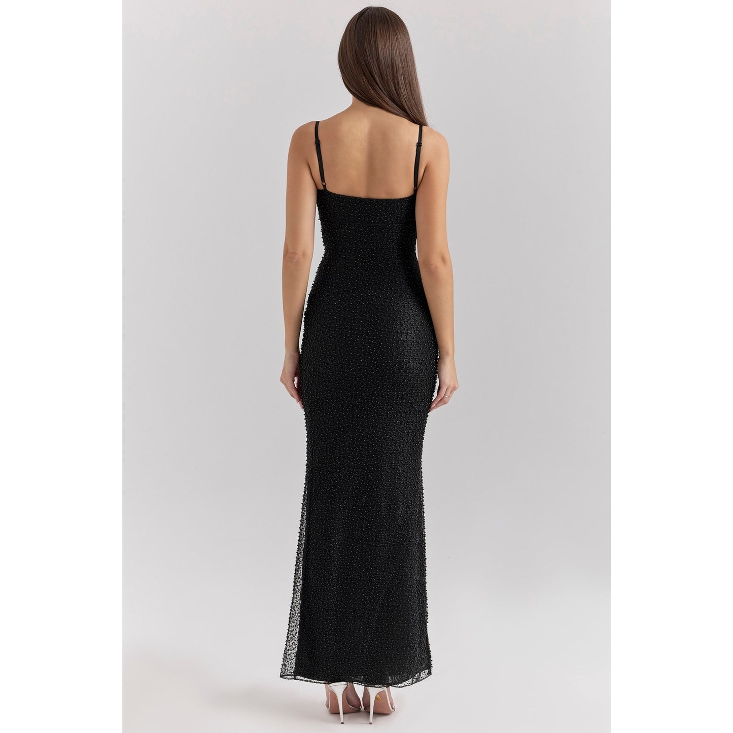 House of CB Calla Black Pearl Embellished Maxi Dress