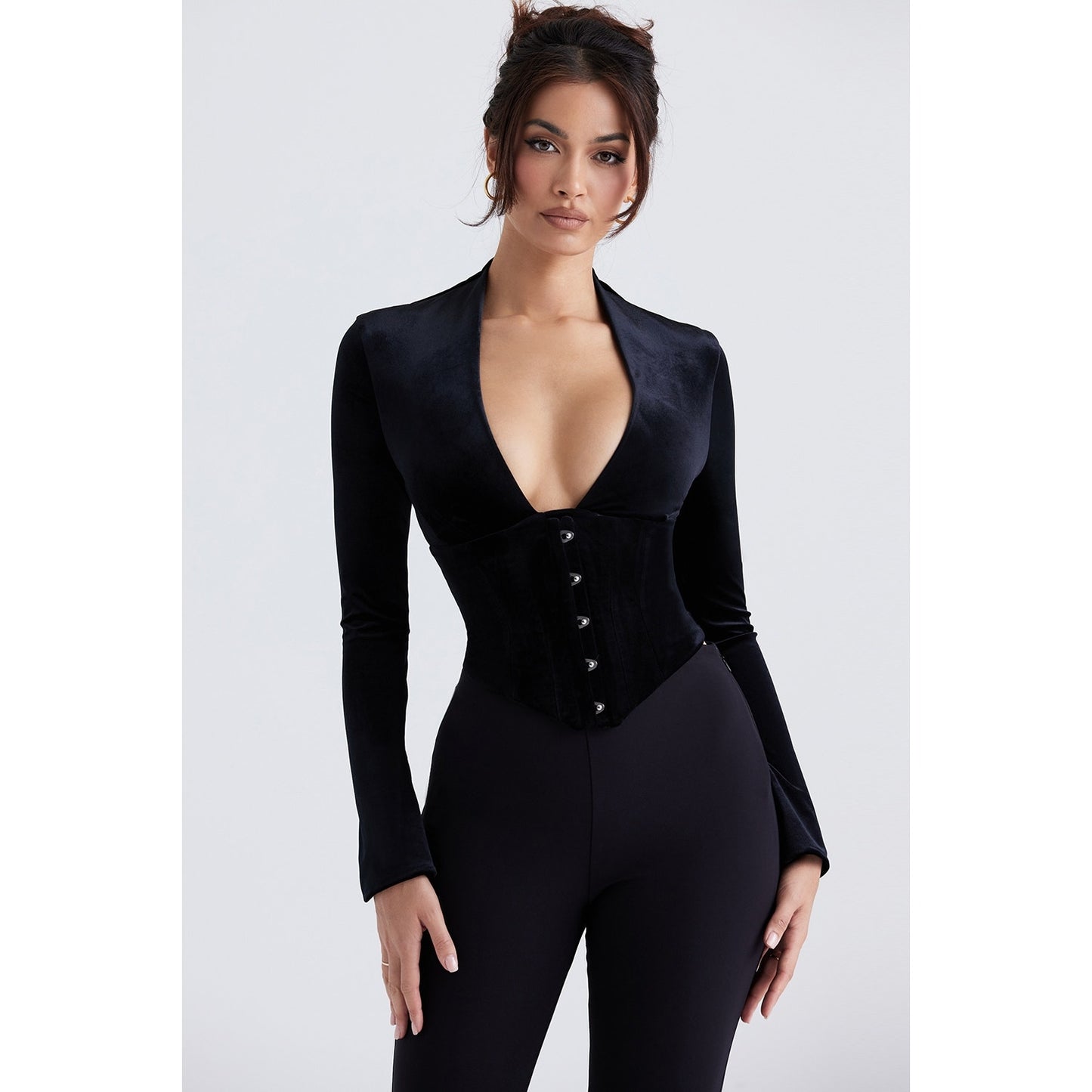 House of CB Leonora Black Velvet Corset