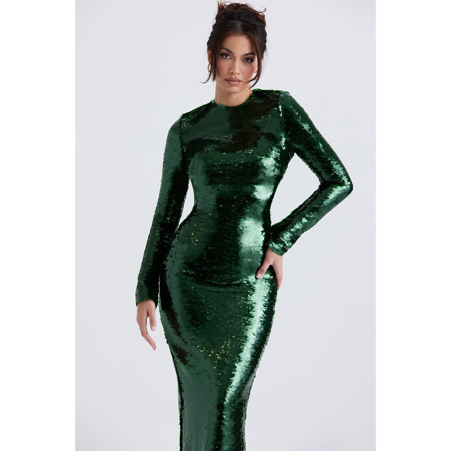 Belle pine green sequin maxi dress Authentic House of CB