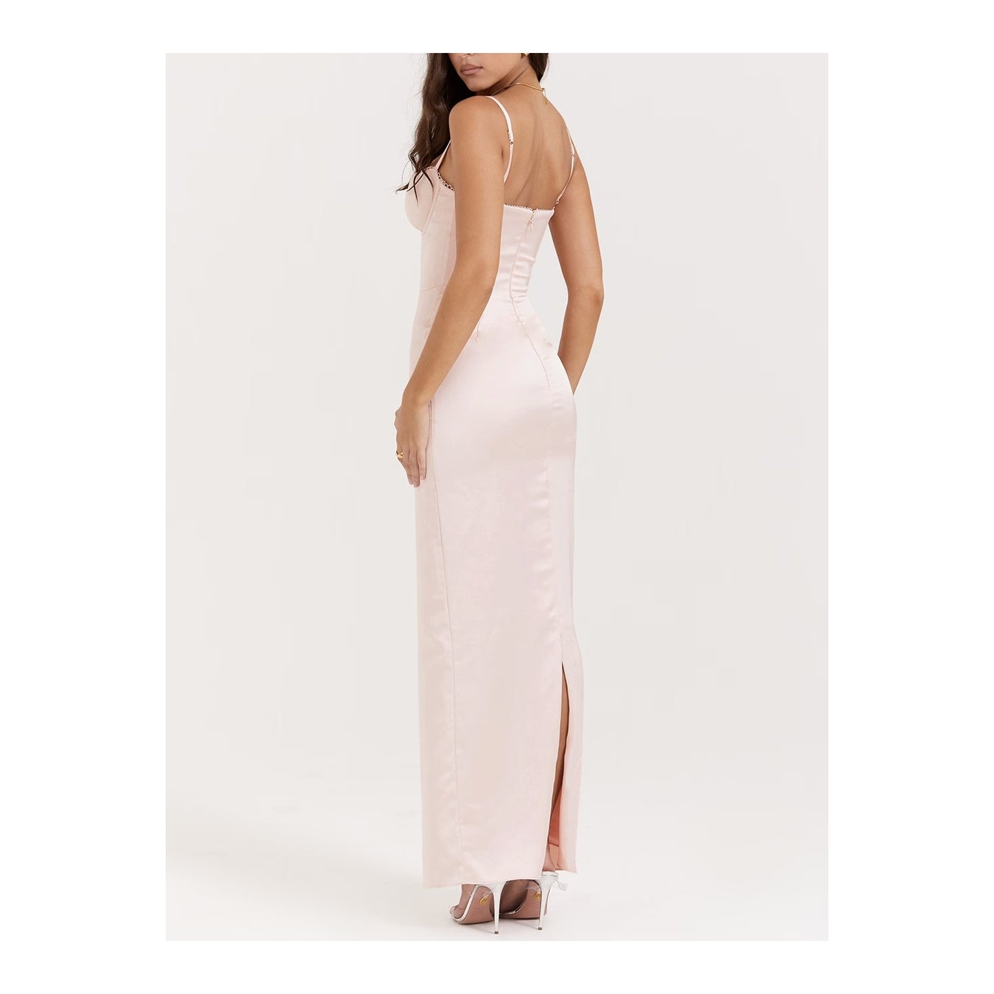Stefania soft peach corset maxi dress Authentic