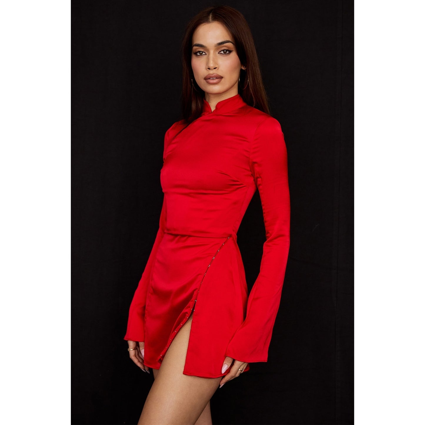 House of CB Alyssa scarlet satin mini dress